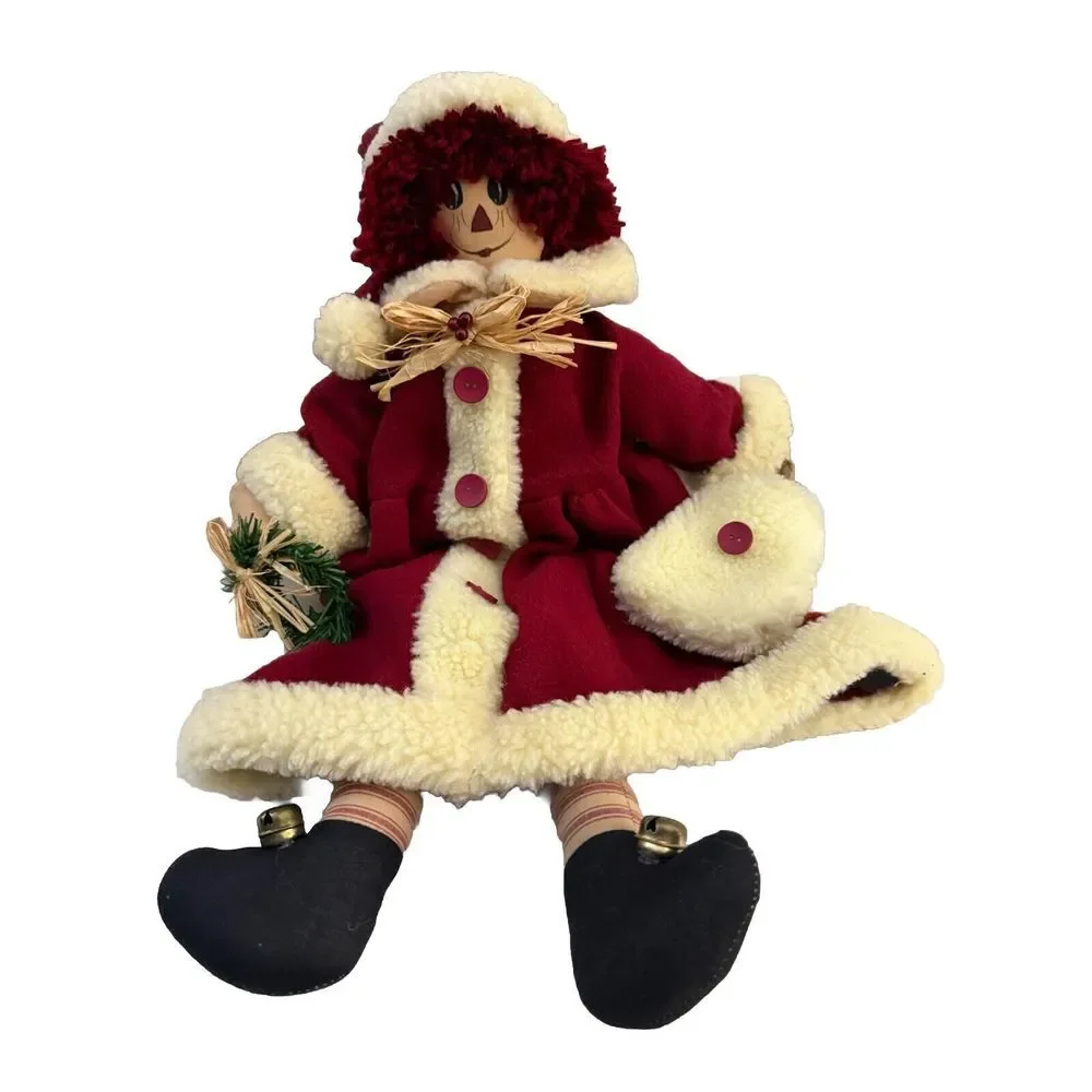 Raggedy Ann Folk Country Santa Clause‎ Suit Christmas Floppy Doll